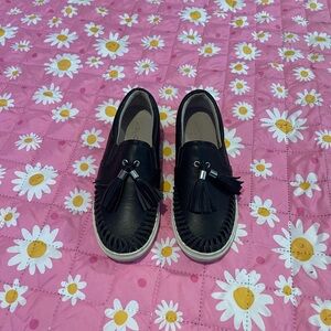 Jslides Black Italian Leather Aztec Loafer/Sneakers